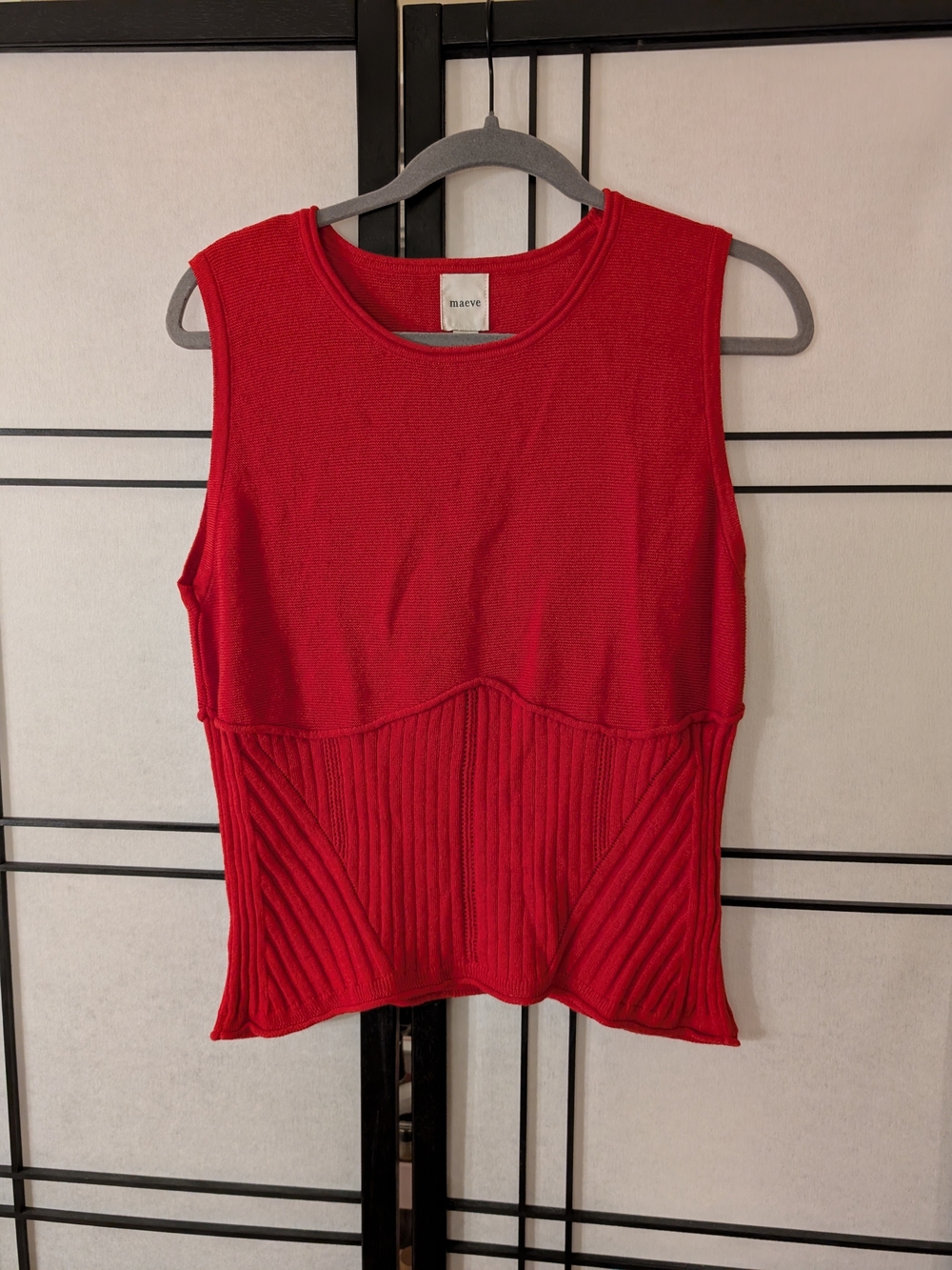 Maeve Ribbed Hem Sleeveless Tank  Brunt Orange - Picture 3 of 5